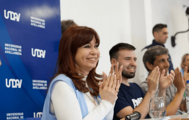 Cristina Kirchner con Emmanuel Santalla en&nbsp;Avellaneda